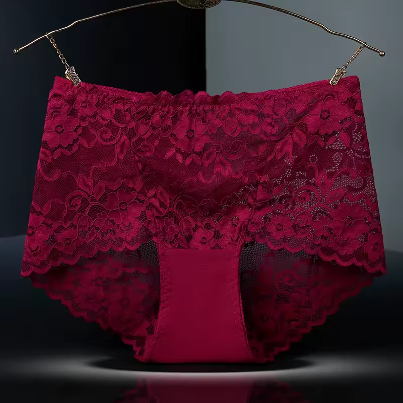 Middle Waist Lace Embroidery Comfort Intimates Breathable Underpants